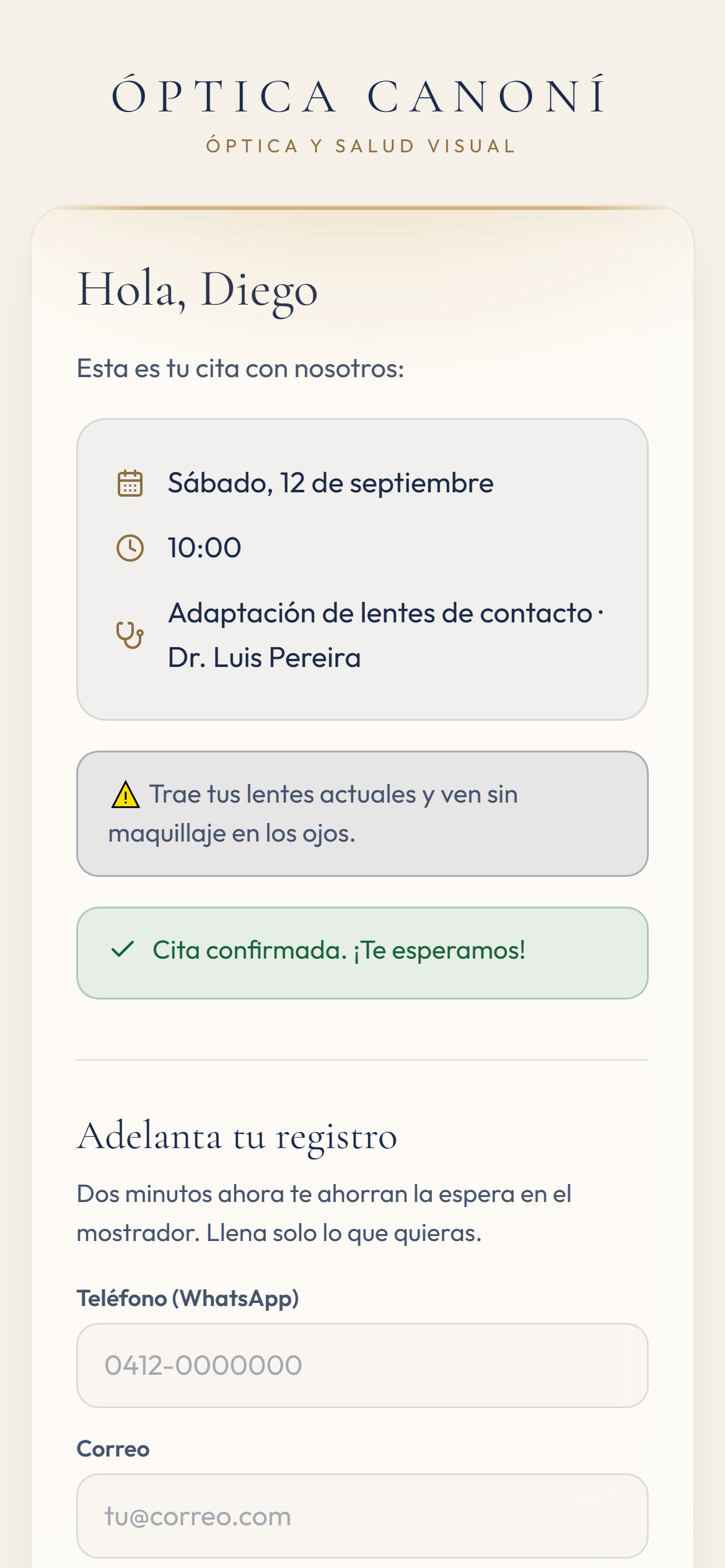 Confirmar la cita